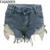 Shorts femminile Fagadoer Dark Blue Summer Buco