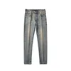 Herr jeans designer high end jeans mens elastiska smala passform små raka fötter casual mäns slitna byxor u15r