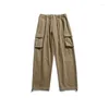 Men's Pants Summer Light Straight Leg American Overalls Men Loose Large Size Fat Casual Pure Cotton Drawstring