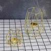 Candle Holders Set Of 12 Gold Geometric Metal Tealight For Living Room & Bathroom Decorations