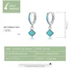 Earrings BISAER 925 Sterling Silver Ear Buckles Vintage Simple Turquoise Pendant Drop Earrings for Women Party Wedding Fine Jewelry