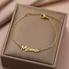 Braccialetti in acciaio inossidabile perline Lettera Mama Pendant Chains Fashion Charms Bracciale per donne amante della festa di gioielli Mum madri regali 240423