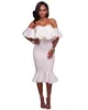 Plus Size Womens Ruffled Sexy Off Shoulder Autumn Dress