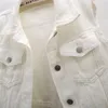 Frauenwesten beige Jeansweste Frauen schlank kurzes Weste ungezwungener Cowboy Ärmellose Jacke Sommer dünne koreanische Modepocket Jeans Frauen