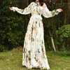 Floral Printed Maxi Dress Womens Sundress Abaya Dubai Hijab Chiffon Muslim Dresses African Turkey Islam Kaftan Robe 240422