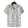 Herren lässige Hemden 3D-Druck Ananas Kokosnussbaumhemd Sommerurlaub kurzärmelige Reversbluse Hawaiian Strand losen Tops