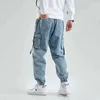 Мужские джинсы мужчины бегут грузовые джинсовые брюки мешковатые гарема японская уличная одежда Стайк Мужской лодыжка Хараджуку повседневные хип -хоп Джинсы Брюки мужчины 240423