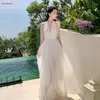 Casual Dresses Korean Summer Backless Boho Beach Maxi Dress Women Sleeveless Off The Shoulder White Elegant Evening Party Long