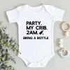 One-Pieces Party My Crib 2am Milk Bring a Bottle Funny Infant Onesies Fashion Creative Newborn Baby Girl Boy Clothes Bodysuit Fast Delivery