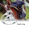 Bands Harong Fashion Lifelike Koala Ring Grootte verstelbare schattige cartoon dierenringen voor meisje vrouwen mannen feest sieraden cadeau