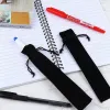 Bolsas de 100pcs bolsa de veludo bolsa preta saco de cordão de caneta única caneta manga de embalagem para presente de escritório no escritório da escola presente