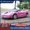 Auto's 1:18 Beschuldigbare RC -auto Hoge snelheid 15 km/u 2.4G Radio Remote Control Car met LED -lichte speelgoed voor jongens Girls Vehicle Racing Hobby