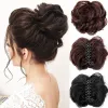 Chignon Women's Hair Bun Syntetyczne pasy Krótkie kręcone spinki do włosów chignon pazur w włosach do fałszywych fałszywych włosów Scrunky Black Brown