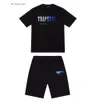 Mens Trapstar T-skjorta Kort ärm Tryckdräkt Chenille Tracksuit Mens Tracksuit Designer Black Cotton London Streetwear S-2XL 122