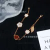 High End jewelry bracelets for vancleff womens Seven Ladybug Five Flower Bracelet Rose Gold Double sided Fritillaria Red Jade Marrow Lucky Bracelet Female Original