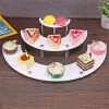 Racks halbkreisförmige 3 Ebenen Acrylanzeige Rack Dessert Mini -Kuchen Mini -Figuren Figuren Cupcake Make -ups Lagerhalterregal