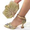 Dress Shoes Beautiful Colorful Women Pointed Toe Match Handbag With Crystal Decoration African Dressing Pumps Set CR935 Heel 8CM