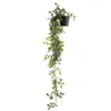 Dekorativa blommor Boho Decor Hanging Potted Plant Wallmontered Rattan Pendant Party Flowerpot Faux Plastic Vine