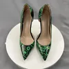 Dress Shoes D'Orsay & Two-Piece Fluorescent Green Super High Heels Party Sexy Ladies Brand Design Pointed Big Size Women