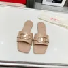 2024 Spring/summer New Flat Outerwear Fashion Metal Buckle Square Head French Slippers for Women