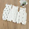 One piezas recién nacidas infantiles para niñas chicas jumpsuits playsuits lino de algodón muselina sin mangas para bebés ropa de verano