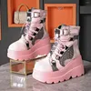 Casual Shoes Woman Platform Ankle Boots Winter Chunky Sneakers Warm Vulcanized 10CM High Top Leather Short Women Mujer