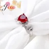 Cluster anneaux "I Love You" 925 STERLING Silver Red Heart Ring CZ Zirconia Jewelry Brand Brand Engagement Hearts For Women Gift