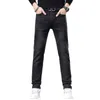 Printemps et automne Nouveau jean gris noir de style droit de mode droite marque élastique slim small small pieds pantalons longs masculins