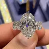 Wedding Rings Huitan Trendy Luxury Promise for Women Full Tovered Oval Cz Bling Engagement Accessories Gorgeous Jewelry 2024