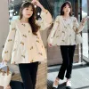 Supplies Spring Fall Fashion Mode Blouse Flowers Florids Embrodery Manches longues Couc Square Blouse de maternité enceinte