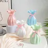 Vases 1pc Couleur macaron bouche ondulée bouche à volants mignon arc ruban décoré Vase Lotus Feuille de floraison en plastique élégant