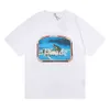 Designer -Kleidung Tees Amerikanische Modemarke Rhude World High Street Leisure Lone Wolf Print Lose Kurzarm T -Shirt für Jungen Mädchen Baumwolle Str00