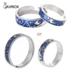 Cluster Rings 1 Pair Unique Blue Open Band Simple Gogh Starry For Sky Couple Ring Set Adjustable Romantic Jewelry