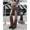 Damesjeans Brown Polished White Y2K Vintage Streetwear Flare 2024 Loose casual rechte breedbeen MOP MOM Dames