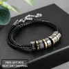 Strands Custom maschile Bracciale nero fascino per perle braccialette personalizzate da uomo Gioielli genuini in pelle bracciale intrecciata regalo di Natale