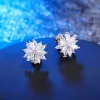 Boucles d'oreilles TRENDY Luxury Cumbic Zircon Crystal Sun Flowers Clip sur les boucles d'oreilles sans percer pour les femmes Brincos de mariage Oorbellen 2023