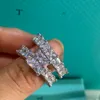 Luxe diamant glanzende designer ringen voor vrouwen mode eenvoudig temperament vol diamanten ring honderd stijlen