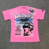 Herrt-shirts 23FW trendiga Hellstar Studios tvättar rosa lös kortärmad t-shirt unisex