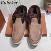 Casual Shoes Brand Designer Women Snow Boots Kid Suede Round Toe With Fur Slip On Female Flat Causal Winter Outside Runway