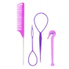 Tools 4pcs/set French Braid Tool Loop Elastic Hair Bands Remover Cutter Rat Tail Comb Metal Pin Tail Braiding Combs for Hair Styling