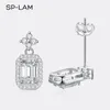 Dangle Ohrringe SP-LAM 0.6CT Emerald Cut Moissanite Drop Vintage Style Star Silber 925 Zertifikat Hochzeitsohrringe für Frauen