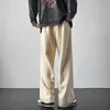 Pantaloni addensati inverno uomini caldi pantaloni a gamba larga sovradimensionati uomini streetwear pantaloni dritti sciolti maschi beige pantaloni spessi 240422