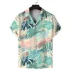 Chemises décontractées masculines 2024 Floral Summer Cool 3d Imprimé hawaii plage revers à manches courtes Street Street