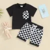 Stelt Mababy 018m Pasen Pasen Pasgeboren baby peuter Baby Girl -kleding Sets Sets Bunny Plaid Print T -shirt + Shorts Casual Summer Outfits
