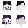 Trendy Rhude Letter Color Blocking Casual Sports Elastic Shorts for Men and Women's American High Street Beach Pants