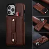 Patenterad design Hidden Card Slot Leather Loop Strap Case för Apple iPhone14/15 (Pro Max) Ring Full Cover Leather Case Pu+TPU