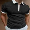 Men's Polos zipper Top Grade Fashion Designer Brand Simple Mens Polo Shirt Trendy With Short Sleave Stripped Casual Tops Men Clothes