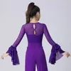 Scenkläder 2024 kvinnors latinska dans toppar leotards moderna kläder standard vals blus långärmad balsal salsa bodysuit