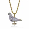 Colliers de pendentif Bling Golden Bird Pigeon Pendants For Mend