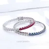 Luster Hot Jewelry 4mm White Gold Round Lab Grown Ruby Cuff Bangle 10K 14K 18K Grey Blue Womens Tennis Bracelet Gold